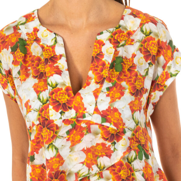 Abito da donna ampio scollo a V a maniche corte LWD008