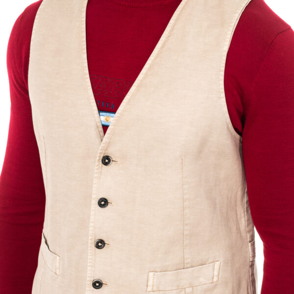 Gilet da uomo in maglia fine con cintura regolabile scollo a V HMJA11