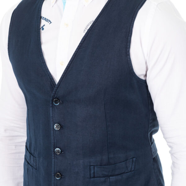 Gilet da uomo in maglia fine con cintura regolabile scollo a V HMJA11