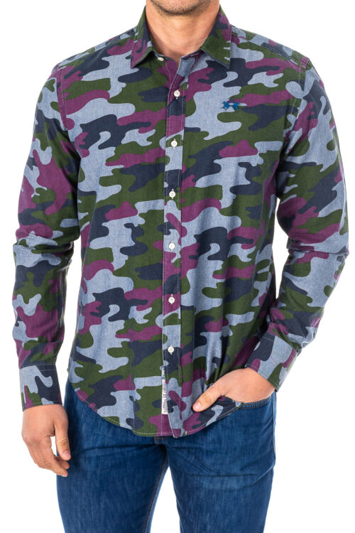 Camicia manica lunga con collo rever LMC033 uomo