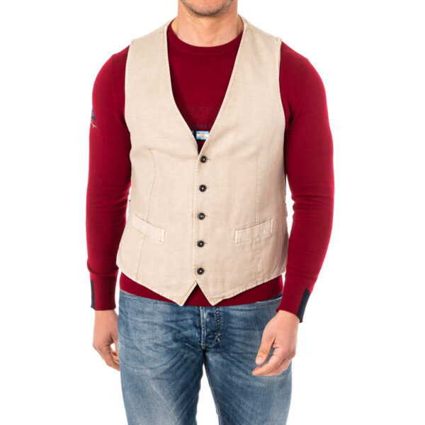 Gilet da uomo in maglia fine con cintura regolabile scollo a V HMJA11