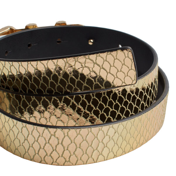 Cintura sottile reversibile in pelle metallizzata da donna 558992
