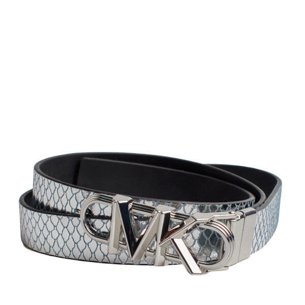 Cintura sottile reversibile in pelle metallizzata da donna 558992
