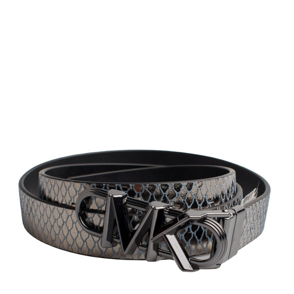 Cintura sottile reversibile in pelle metallizzata da donna 558992