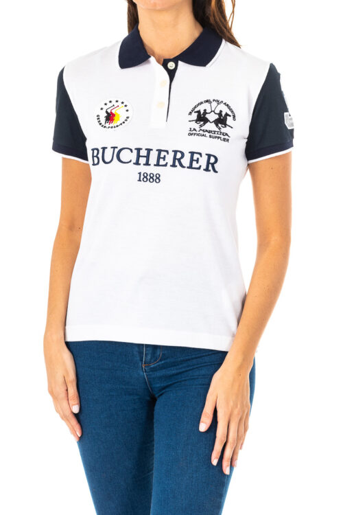 Polo da donna a maniche corte con collo con revers a contrasto 2WP185