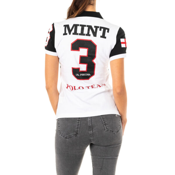 Polo da donna a maniche corte con collo con revers a contrasto 2WPG79
