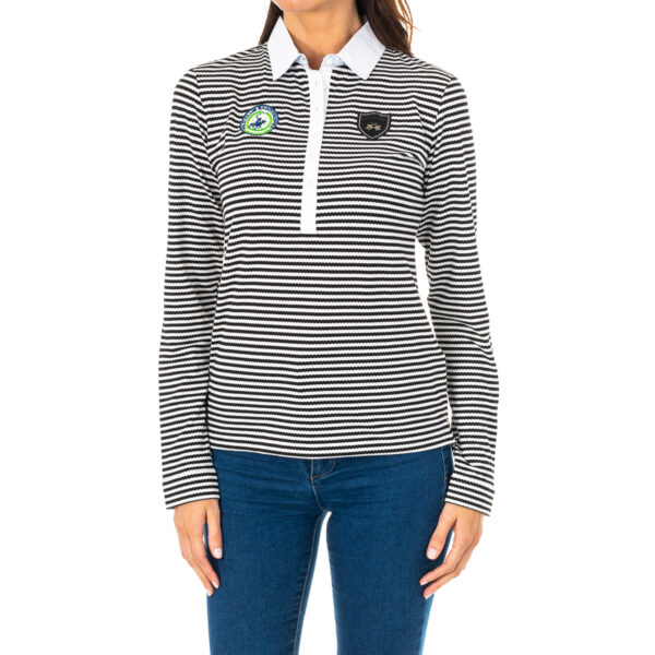 Polo da donna a maniche lunghe con collo con revers a contrasto 2WPH66