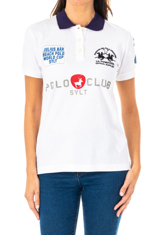 Polo da donna a maniche corte con collo con revers a contrasto 2WPG76