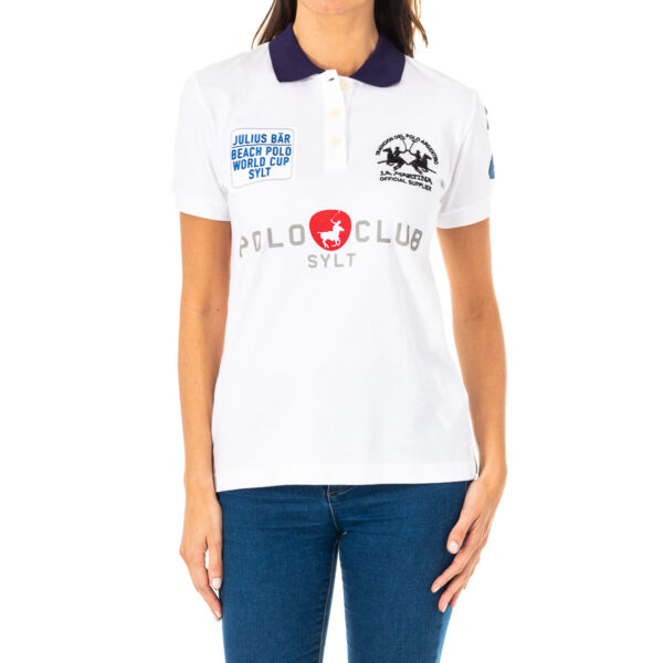 Polo da donna a maniche corte con collo con revers a contrasto 2WPG76