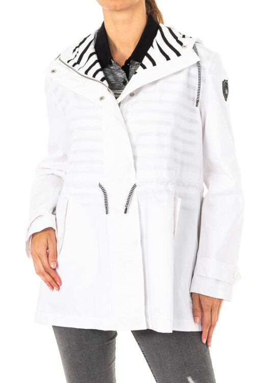 Giacca da donna a maniche lunghe con cappuccio fisso e coulisse regolabile LWO002
