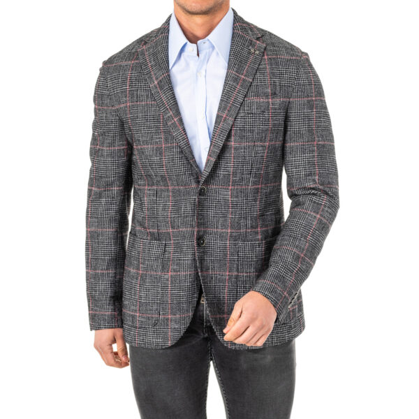 Blazer a quadri a maniche lunghe con collo a revers KMJA06 uomo