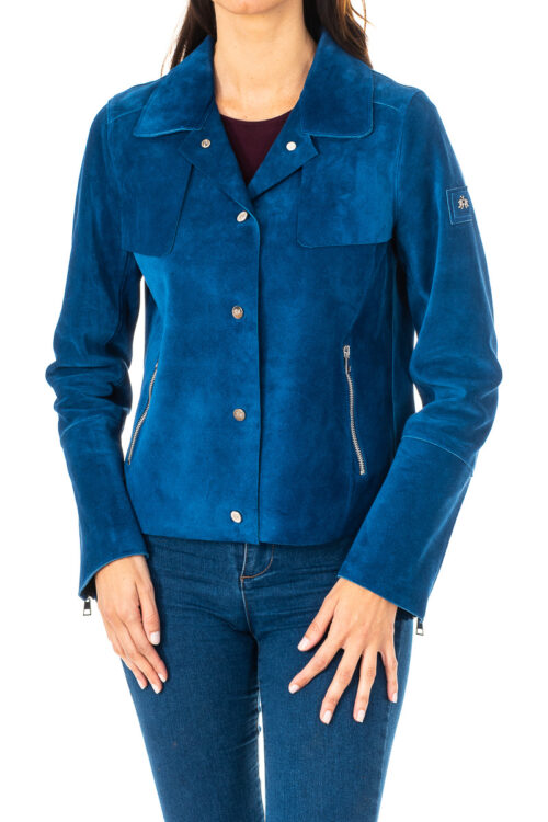 Giacca da donna in pelle a maniche lunghe con collo a revers JWL002