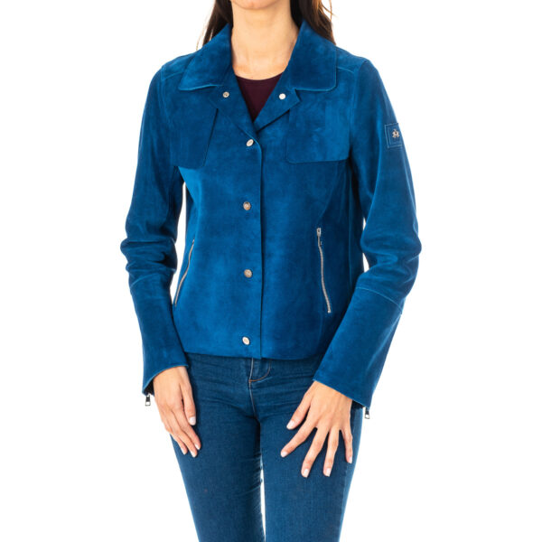 Giacca da donna in pelle a maniche lunghe con collo a revers JWL002