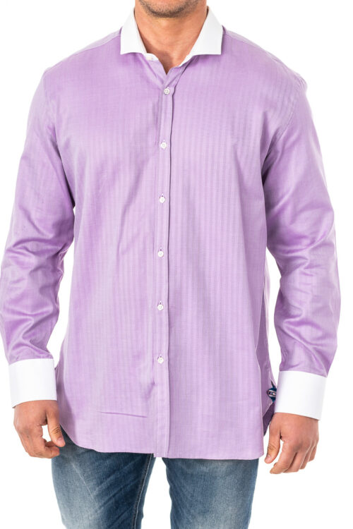 Camicia da uomo a maniche lunghe con collo a revers KMCJ02