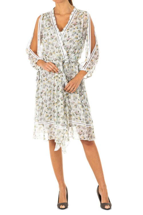 Abito elastico manica 3/4 con grande scollatura LWD009 donna