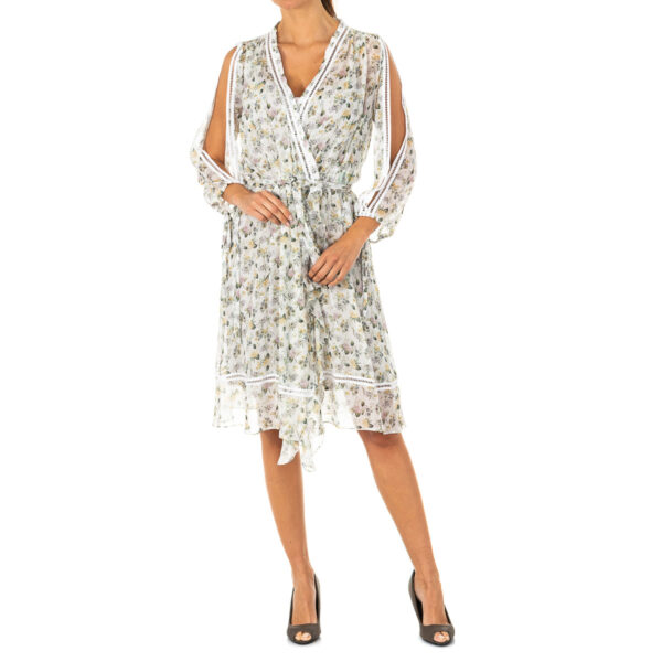 Abito elastico manica 3/4 con grande scollatura LWD009 donna