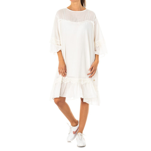 Abito elasticizzato con manica 3/4 girocollo LWD006 donna
