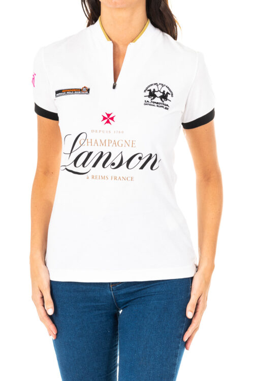Polo da donna a maniche corte con chiusura con cerniera 2WZ016