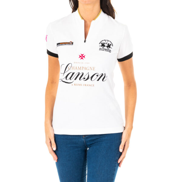 Polo da donna a maniche corte con chiusura con cerniera 2WZ016