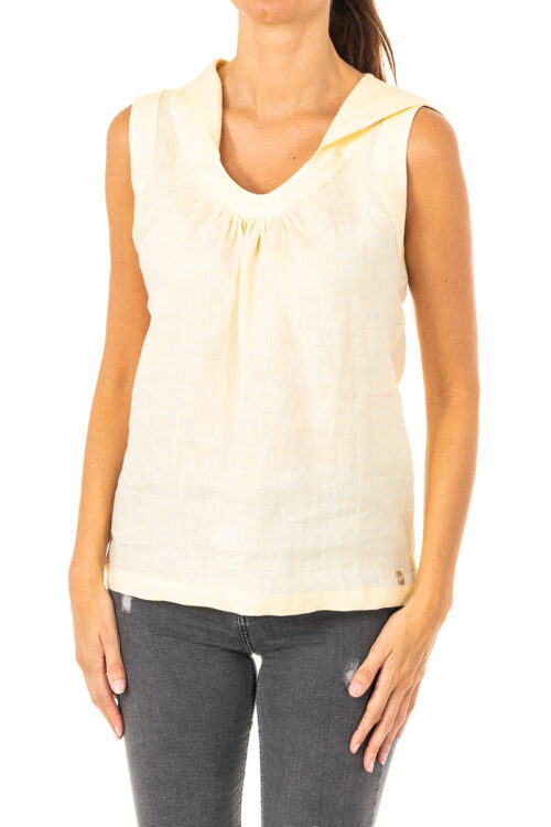 JWU004 T-shirt da donna senza maniche girocollo