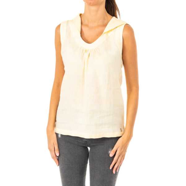 JWU004 T-shirt da donna senza maniche girocollo
