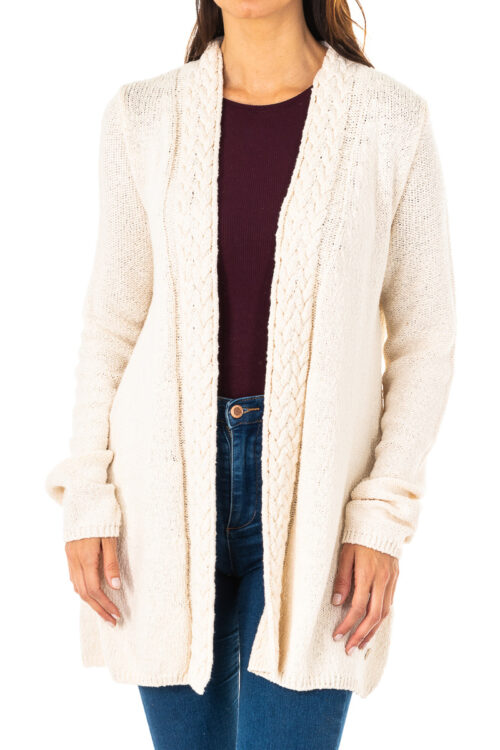 Cardigan da donna in maglia a trecce spesse a maniche lunghe LWS008