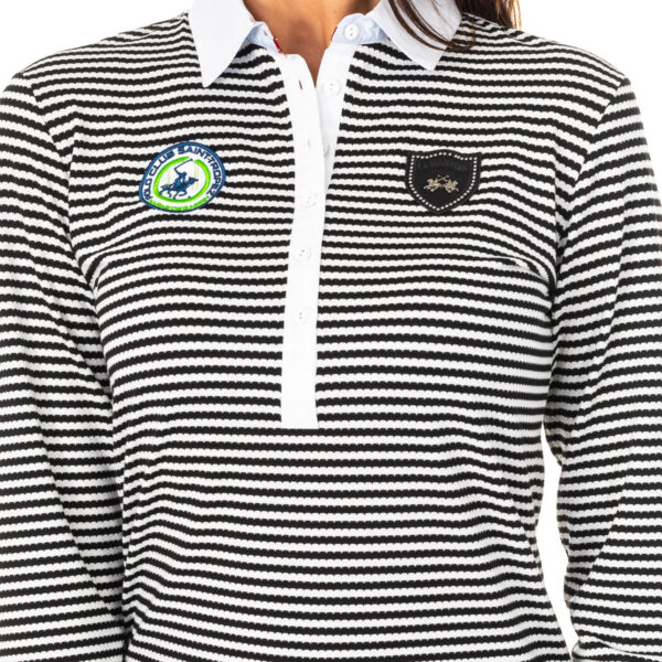 Polo da donna a maniche lunghe con collo con revers a contrasto 2WPH66
