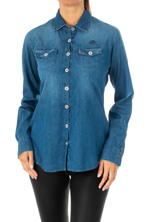 Camicia da donna con collo revers a manica lunga LWC602