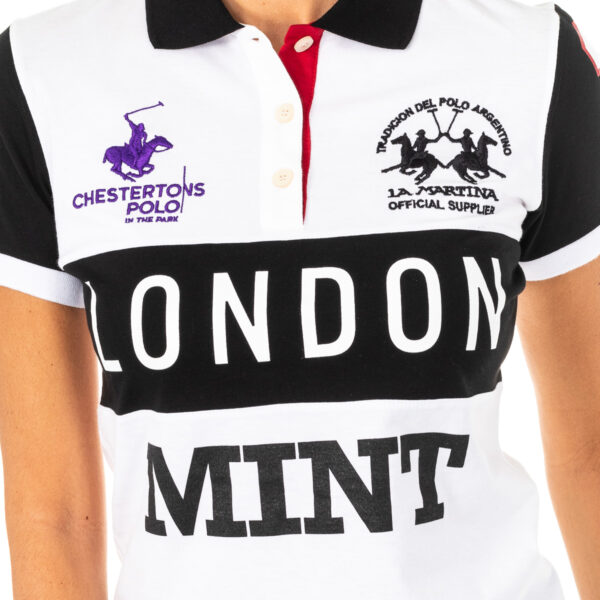 Polo da donna a maniche corte con collo con revers a contrasto 2WPG79