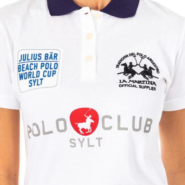 Polo da donna a maniche corte con collo con revers a contrasto 2WPG76