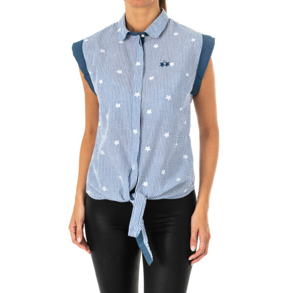 Camicia smanicata con collo a revers LWC303 donna