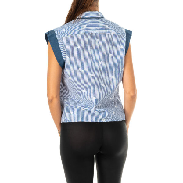Camicia smanicata con collo a revers LWC303 donna