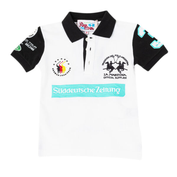 Polo da ragazzo a maniche corte con collo a revers a contrasto 2KP028
