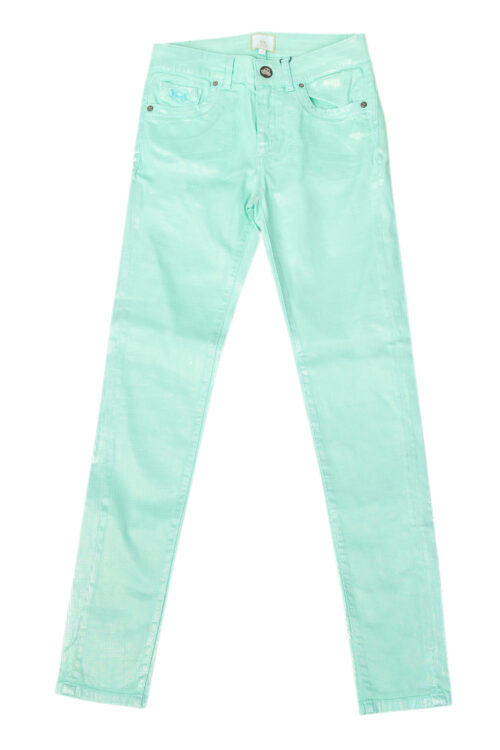 Pantaloni lucidi elasticizzati con basso con taglio skinny JWT010 donna