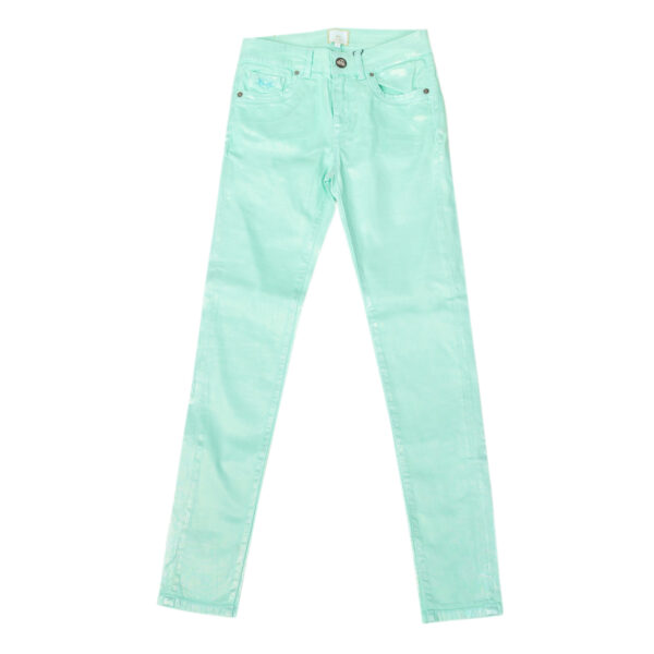 Pantaloni lucidi elasticizzati con basso con taglio skinny JWT010 donna
