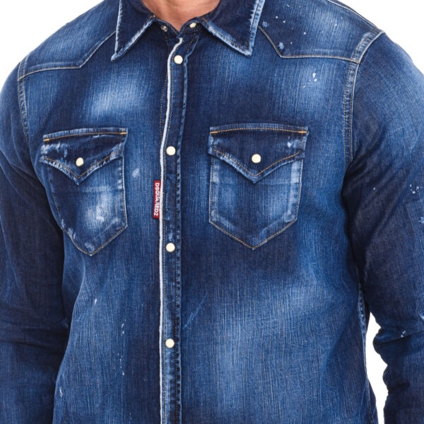 Camicia in denim a maniche lunghe da uomo S79DL0013-S30341