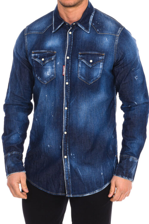 Camicia in denim a maniche lunghe da uomo S79DL0013-S30341