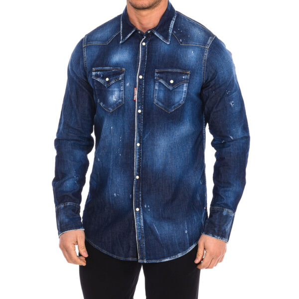 Camicia in denim a maniche lunghe da uomo S79DL0013-S30341