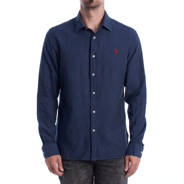 Camicia da uomo a maniche lunghe in cotone e lino US41104030