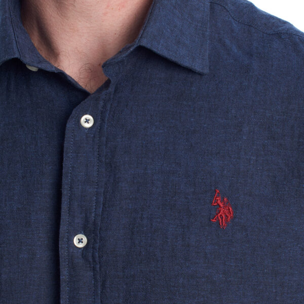 Camicia da uomo a maniche lunghe in cotone e lino US41104030