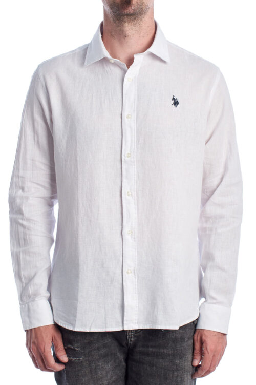 Camicia da uomo a maniche lunghe in cotone e lino US41104030