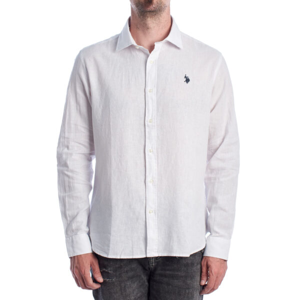 Camicia da uomo a maniche lunghe in cotone e lino US41104030
