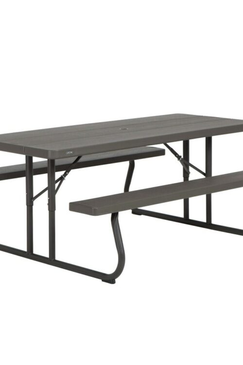 Tavolo Pieghevole Lifetime Legno Marrone Picnic Acciaio Plastica 183 x 74 x 145 cm