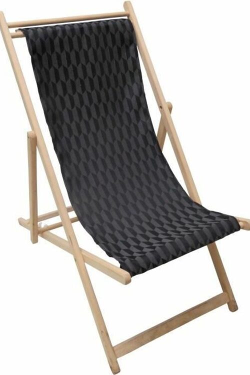 Lettino Jardin Prive Nero Geometrico 132 x 55 x 35 cm legno di faggio