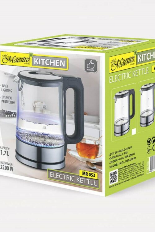 Bollitore Feel Maestro MR-061 Azzurro Bianco Vetro Alluminio 2200 W 1,7 L