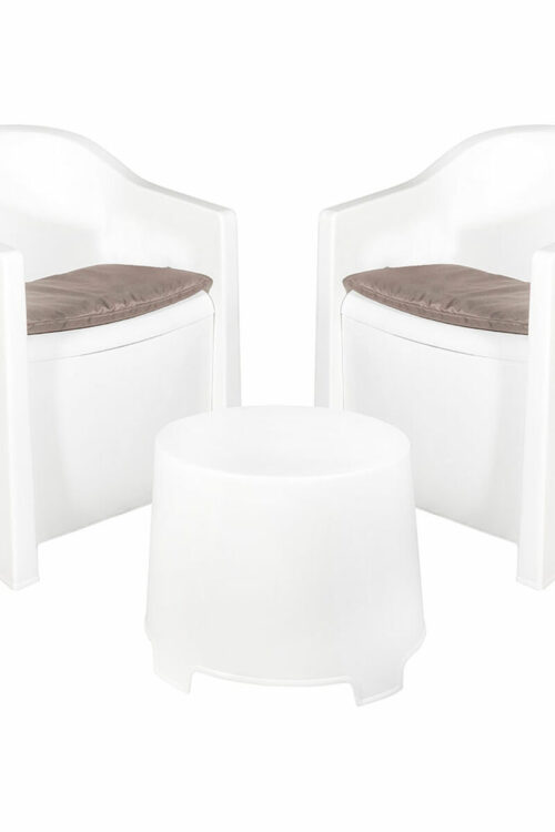 Set Tavolo con 2 Sedie IPAE Progarden Luna sluc06bg Bianco Giardino (3 Pezzi)