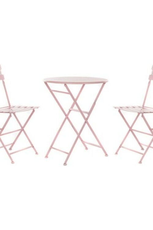 Tavolo con 2 sedie DKD Home Decor MB-177410 Rosa 60 x 60 x 75 cm (3 pcs)