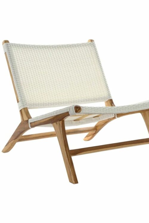 Sedia da giardino DKD Home Decor MB-177833 Bianco Naturale PVC Teca 65 x 80 x 68 cm