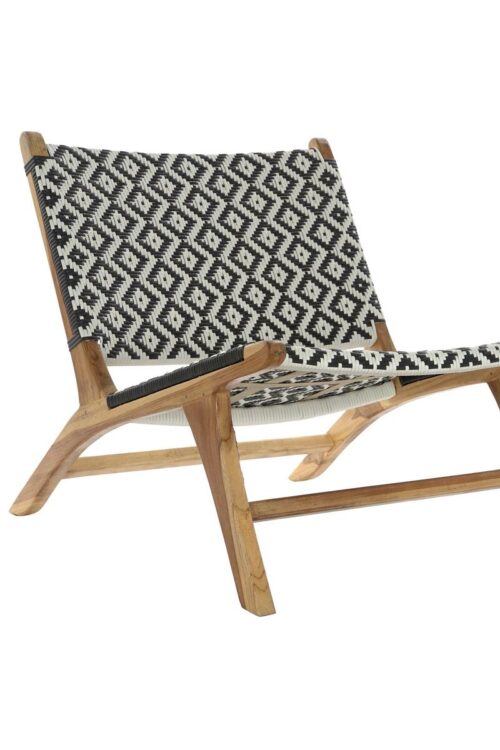 Sedia da giardino DKD Home Decor Bianco Nero Naturale PVC Teca 65 x 80 x 68 cm