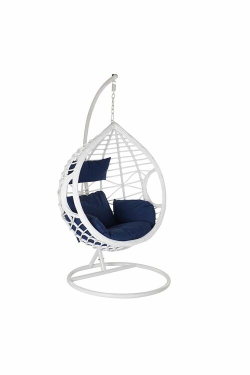 Sedia da giardino sospesa DKD Home Decor Blu Marino Bianco Alluminio rattan sintetico 90 x 70 x 110 cm (107 x 107 x 198 cm)